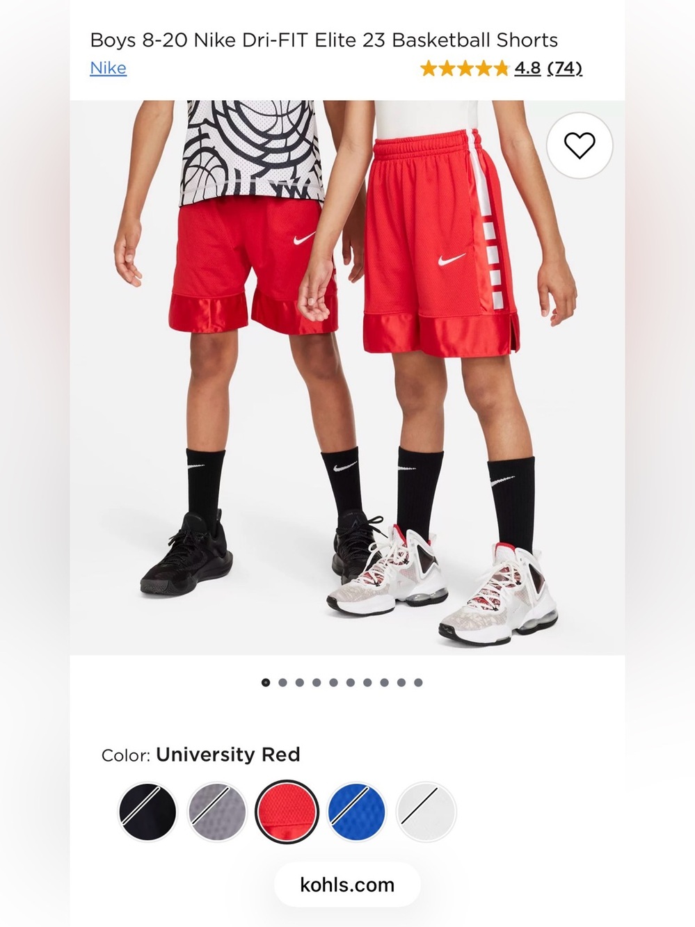 Nike Boys Red Dri-FIT Athletic Basketball Shorts, size M, NWOT